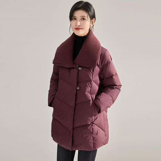 【高货sh】全新升级【铂金会员873/天猫1189/差价316】(05907) 洛诗琳冬季气质百搭软糯针织翻领加厚90白鸭绒羽绒服 商品图1