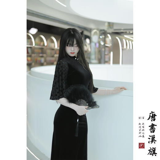 【墨 青】精美柔顺丝绒改良旗袍气质优雅新中式 商品图2