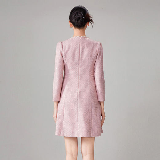 【hr】全新升级【铂金会员514/天猫689/差价175】(10929) 洛诗琳秋冬新款高端精品法式小香风圆领重工钉珠气质连衣裙 商品图4