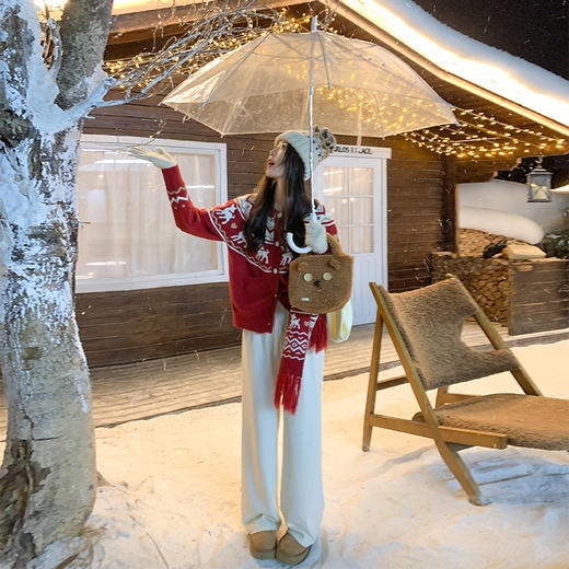 <曾小咸推荐>现货秒杀 ！微信超特价！红色提花系扣毛衣 日常199.99/件 立减110 秒杀89.99/件！！ 商品图2