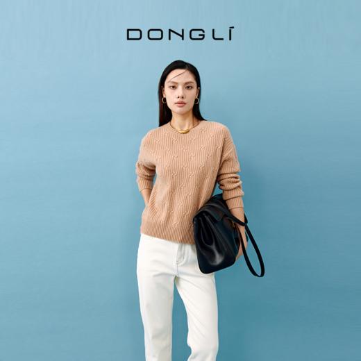 东黎 • 山羊绒女士秋冬百搭绞花圆领套衫 4506 商品图0