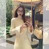 <曾小咸推荐>杏色镂空领毛织连衣裙 日常229.99/件 立减130 秒杀99.99/件！！ 商品缩略图1