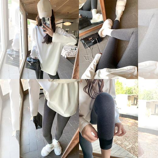 <曾小咸推荐>4色高腰显瘦加绒轻绒瑜伽打底裤 商品图1