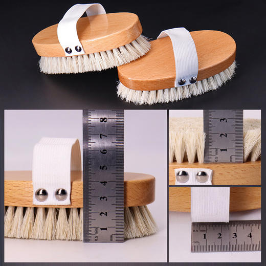 带绳椭圆马毛刷原木鞋刷子清洁软毛刷 商品图2