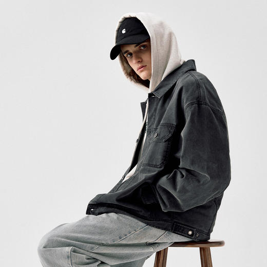 714street水洗做旧质感工装夹克男2025春季新款宽松短款翻领外套 商品图2