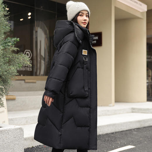 冬季新款可拆卸帽棉衣女中长款过膝加厚棉袄棉服女外套 商品图1