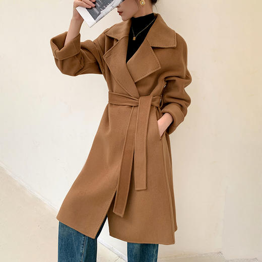 【清河羊毛羊绒专场】鹿展503 女士羊绒大衣 10%山羊绒 90%羊毛 商品图1