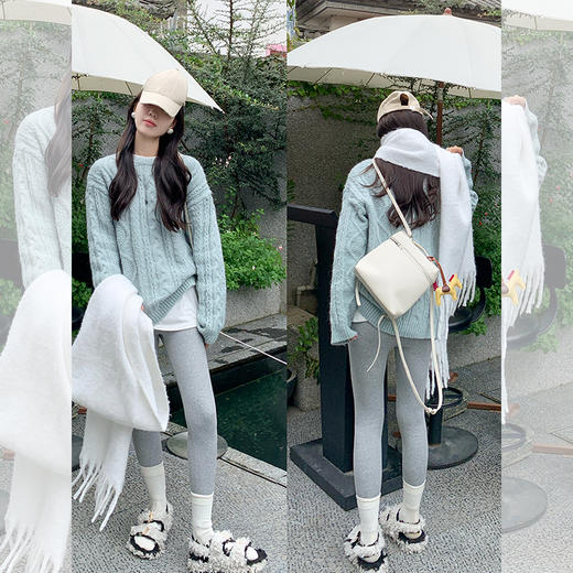 【179元任选2件】最后一波现货！韩系百搭宽松蓝色圆领麻花毛衣 商品图1