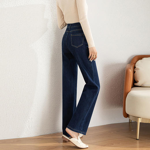 【高货rg】全新升级【铂金会员165/天猫219/差价54】(04924) 洛诗琳加绒加厚牛仔复合直筒裤2024年创意高腰窄版阔腿裤 商品图4