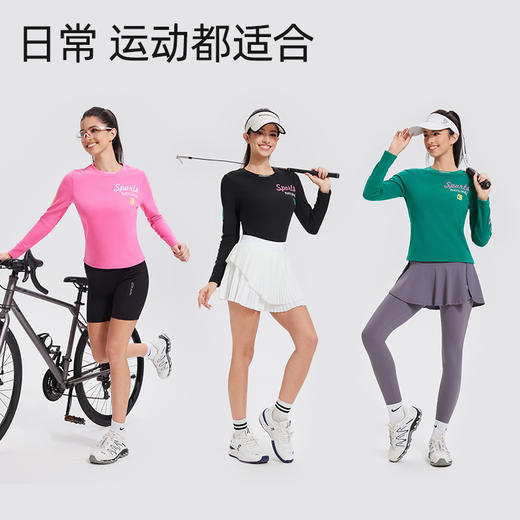 【爆款】科里芙轻绒圆领印花长袖跑步运动健身T恤透气弹力保暖上衣 商品图4