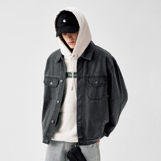 714street水洗做旧质感工装夹克男2025春季新款宽松短款翻领外套 商品图0