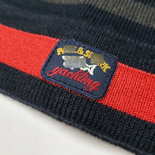 鲨鱼 条纹拼色 刺绣小方标 针织帽/毛线帽/滑雪帽 PSS170 商品图1