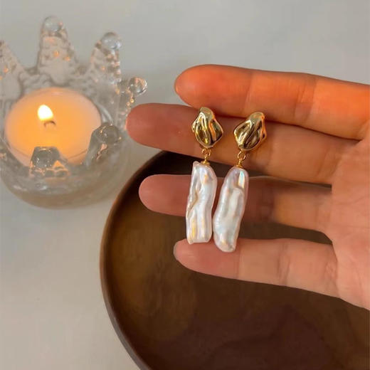 【顺丰包邮】52409 洛诗琳设计感不规则纯银天然巴洛克珍珠耳环0819 商品图3