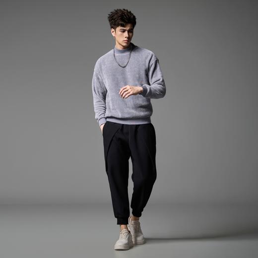 PINLI品立秋季新款宽松束脚九分裤男士潮牌个性黑色休闲裤子B243117051 商品图4