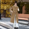 格纹拼接双面呢羊绒大衣女中长款2024秋冬连帽牛角扣减龄毛呢外套 商品缩略图4