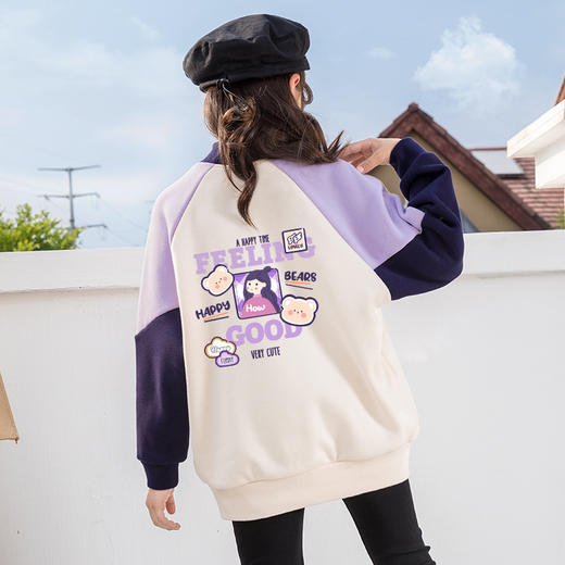 女童卫衣2023新款冬季加绒加厚儿童上衣一体绒小女孩女大童打底衫 商品图0