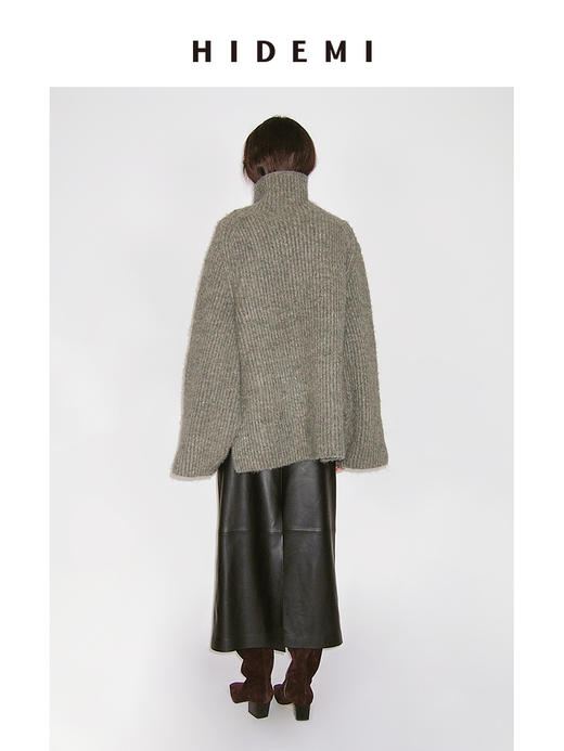 HIDEMI 进口花纱高领镂空袖设计感加厚款粗针高领廓形大毛衣 商品图6
