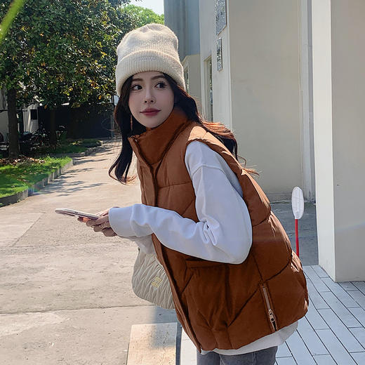 秋冬韩版时髦百搭宽松马甲女新款马甲女短款立领时尚洋气坎肩外套 商品图4