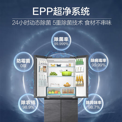 【2024新品】海尔473升594mm专业超薄零嵌入式一级能效双变频大容量底部散热冰箱EPP超净 BCD-473WGHTDB9S8U1 商品图2