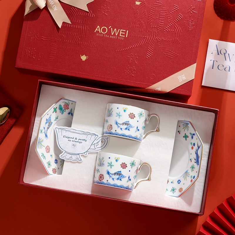 景德镇 奥唯 荷为贵 闺蜜结婚礼物送新人 下午茶套装咖啡杯子 高档精致
