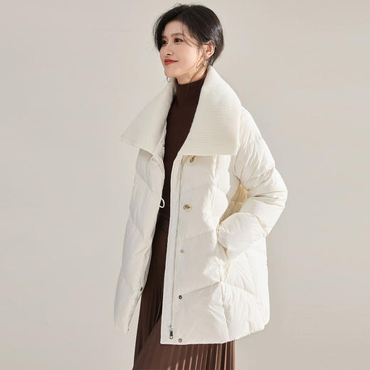 【高货sh】全新升级【铂金会员873/天猫1189/差价316】(05907) 洛诗琳冬季气质百搭软糯针织翻领加厚90白鸭绒羽绒服 商品图3