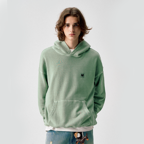 714street复古蜡染水洗连帽卫衣男女2025春季新款宽松毛圈布帽衫