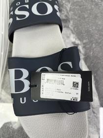 瑕疵HUGO BOSS/胡戈波士 男士撞色印花大字母LOGO轻便休闲拖鞋一字拖