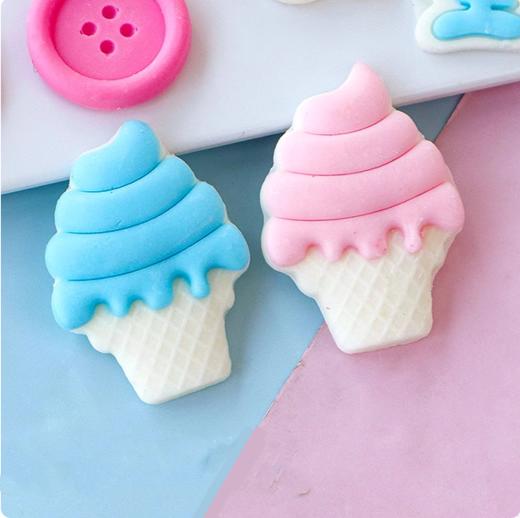 巧克力插件配件 【手工三色冰激凌】 24片/盒 粉蓝黄色冰淇淋形代可可脂巧克力装饰 商品图2