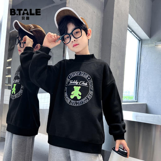 男童加绒加厚卫衣儿童冬季男孩摇粒绒中大童秋冬款一体绒保暖上衣 商品图2