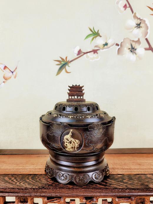 纯铜仿古敦煌浮山海香炉 商品图0