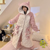 可爱三眼仔三层夹棉睡袍女冬季连帽加厚保暖棉袄甜美家居服套装 商品缩略图4