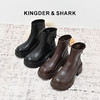 经典鲨2024年冬季新款百搭圆头后拉链加绒御寒时装短筒靴女KW230-D58031 商品缩略图0
