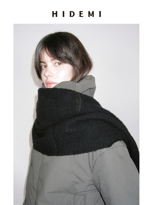 HIDEMI 极简不对称翻领设计感加厚夹棉夹克外套棉服大衣 商品图6