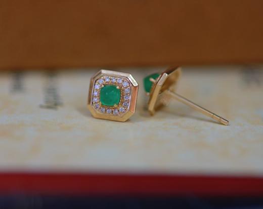18k金哥伦比亚祖母绿钻石耳钉 商品图4