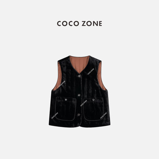 COCO ZONE 复古小香风V领单排扣无袖马甲CC2D2618 商品图0