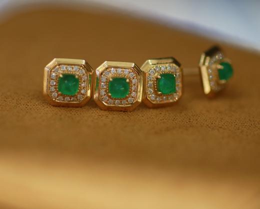 18k金哥伦比亚祖母绿钻石耳钉 商品图5