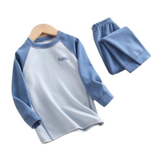 2024新款儿童插肩袖无痕保暖内衣套装男女童秋冬加绒圆领秋衣秋裤 商品图7