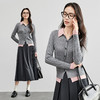 【内购】格雷系穿搭新款假两件学院风立体绞花编织双股拼接POLO衫毛衣-W51H58268 商品缩略图3