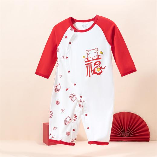 贝贝怡童装婴幼儿连身衣春秋季纯棉外穿爬服春节哈衣初生宝宝睡衣 商品图8