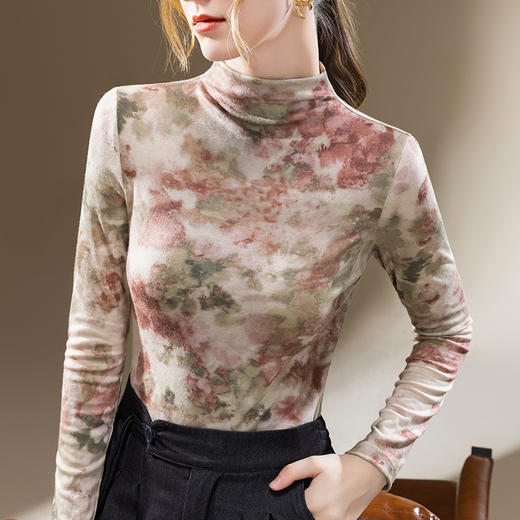 半高领打底衫撞色印花长袖t恤 SG-J3D0818 商品图3