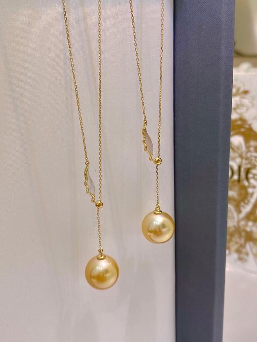 7DAYS18k金羽毛海水珍珠南洋金珠Y字项链 商品图2