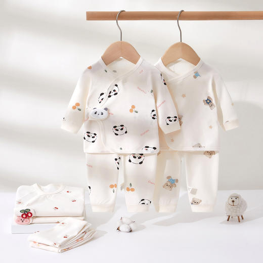 新生儿婴儿衣服春秋季纯棉内衣分体套装秋冬初生宝宝贴身内穿秋衣 商品图0