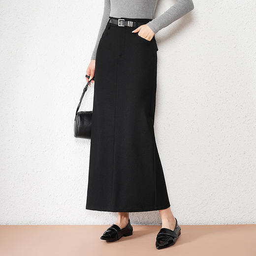 气质包臀裙高腰直筒裙秋款时尚开衩长裙MYX6977 商品图0