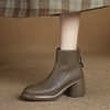 【预售5天】冬新款真皮厚底圆头英伦风马丁靴女粗跟松糕底卡其色复古短靴ZYY&A1072 商品缩略图1