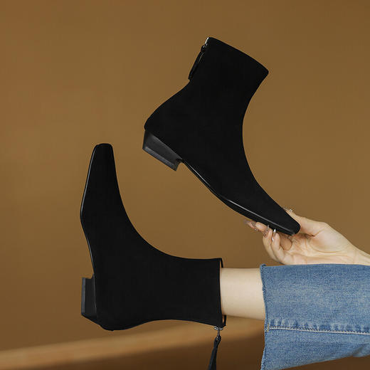 【预售5天】巨好看~真皮复古时尚百搭英伦风平底时装靴短靴KYD&KK10080 商品图3