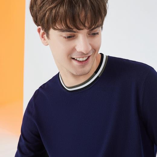 柒牌男士毛衣时尚休闲中青年弹力保暖圆领针织薄毛衫123Y70380 商品图2