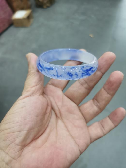 青花芙蓉花冰瓷手镯 商品图0