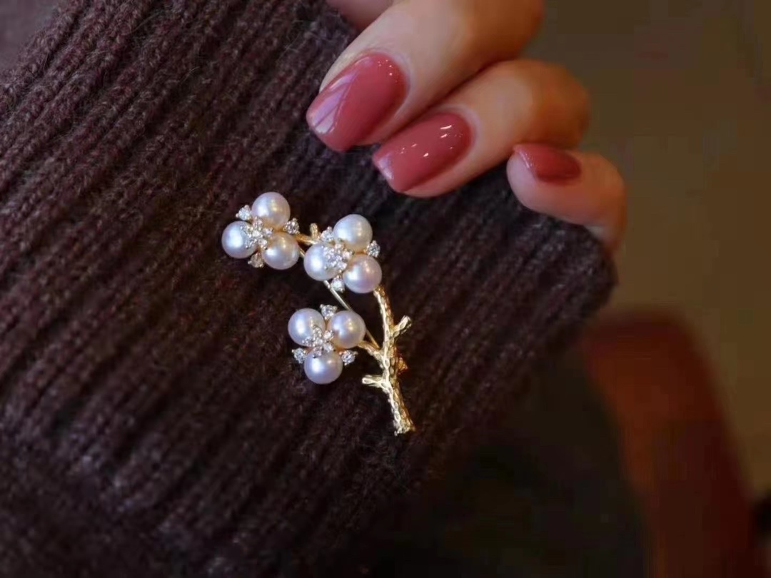 7DAYS植物系列梅花珍珠胸针