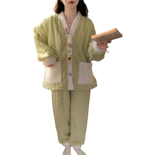 新款珊瑚绒睡衣女加绒加厚可爱秋冬季法兰绒家居服大码套装 商品图6