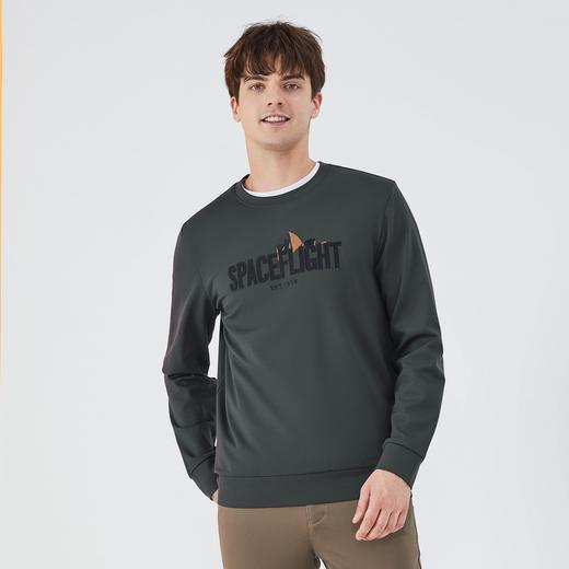 柒牌卫衣男士秋冬款时尚休闲黑色字母绣花圆领长袖上衣123W70170 商品图1